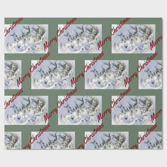 Papel De Presente 2025 Christmas Wrapping Paper:  Snow on Evergreen (Aberto)