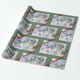 Papel De Presente 2025 Christmas Wrapping Paper:  Snow on Evergreen