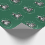 Papel De Presente 20 Casamento Aniversário Emerald w Heart Emblem<br><div class="desc">Há algo gratificante em ter um emblema que marca seus marcos e meu emblema cardíaco é tornado ainda mais completo com seus nomes,  data e evento especial de aniversário na tipografia do medalhão.</div>
