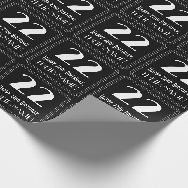 Papel De Presente 22º Aniversário - Art Deco Inspirou "22", Nome (Ponta)