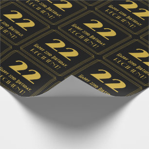 Papel De Presente 22º Aniversário - Art Deco Inspirou o Aspecto "2