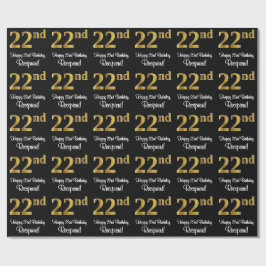 Papel De Presente 22º Aniversário: Elegante Luxurioso Faux Dourado L