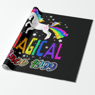 Papel De Presente 22º Aniversário - Fazenda Mágica Unicórnio Rainbow