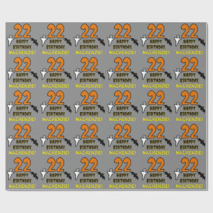 Papel De Presente 22º Aniversário: Tema do Dia das Bruxas, Nome Pers