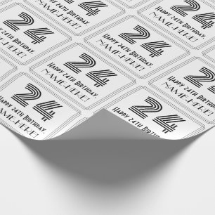 Papel De Presente 24.º Aniversário: Art Deco Estilo Inspirado "24" +