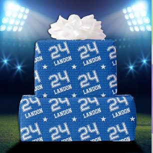 Papel De Presente 24.º aniversário Tipografia Azul