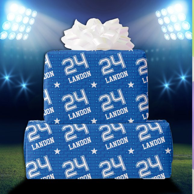 Papel De Presente 24.º aniversário Tipografia Azul (Criador carregado)