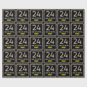 Papel De Presente 24.o aniversário: Número de Flores, Nome Personali