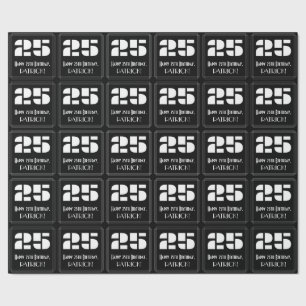 Papel De Presente 25 Aniversário: Arte Deco Inspirou "25" & Nome