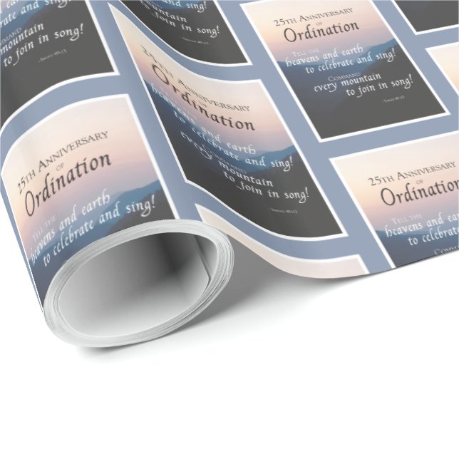 Papel De Presente 25 Aniversário dos Parabéns da Ordenação (Ponta do rolo)