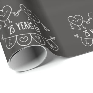 Papel De Presente 25 Anniversário Gift Chalk Hearts