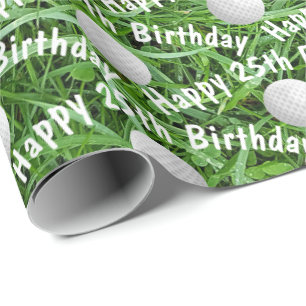Papel De Presente 25 Birthday Golf Balls on Grass Wraps Paper