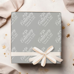 Papel De Presente 25o Aniversário de casamento - fundo cinzento