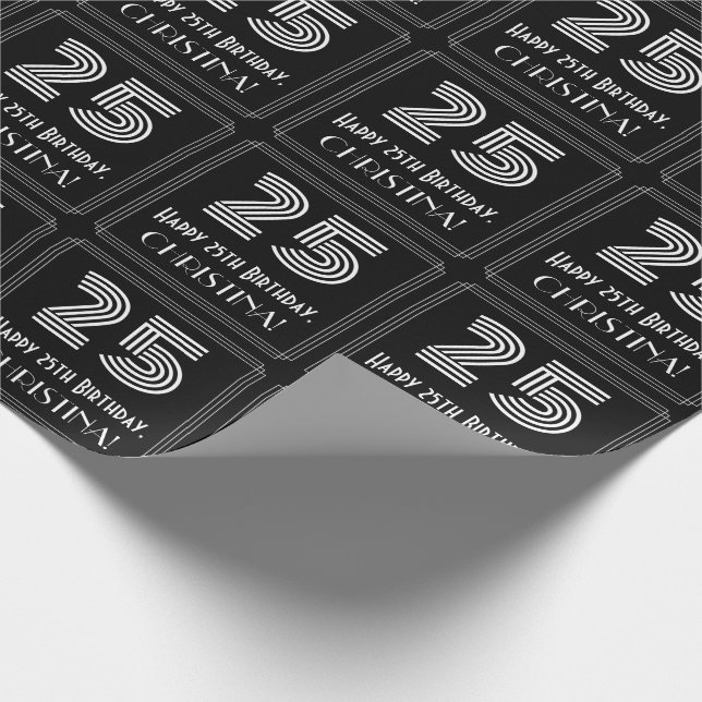 Papel De Presente 25o Aniversário: Olhar inspirado art deco "25" com (Ponta)