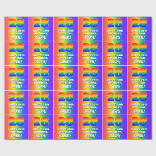 Papel De Presente 28º aniversário: Padrão Divertido e Colorido do Ar