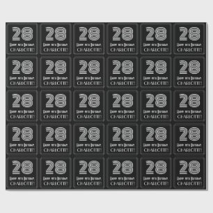 Papel De Presente 28o Aniversário: Olhar inspirado art deco "28" co