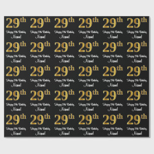 Papel De Presente 29.o aniversário: Aspecto Dourado elegante de Fau