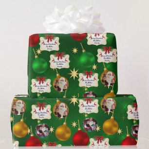 Papel De Presente 2 Foto E Nome Da Família Modelo Natal