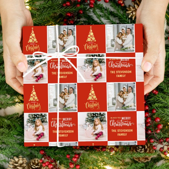 Papel De Presente 2 Foto Elegante Feliz Natal Dourado (Criador carregado)