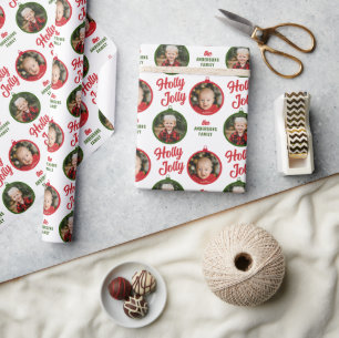 Papel De Presente 2 Fotos - Enfeites de natal Holly Jolly
