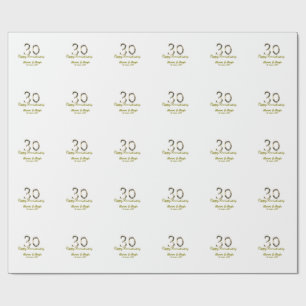 Papel De Presente 30º Feliz Aniversário Metálico Dourado adicionar n