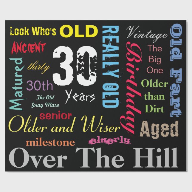 Papel De Presente 30 Feliz aniversário em Design grande (Aberto)