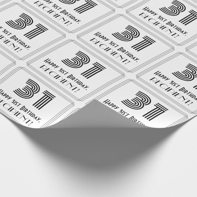 Papel De Presente 31.º Aniversário: Art Deco Estilo Inspirado "31" + (Ponta)