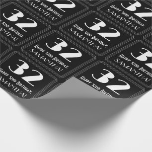 Papel De Presente 32º Aniversário - Art Deco Inspirou "32", Nome