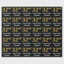 Papel De Presente 32º Aniversário: Elegante Luxurioso Faux Dourado L