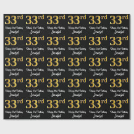 Papel De Presente 33.º aniversário: Olhar Dourado Elegante Luxurioso