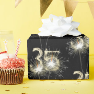 Papel De Presente 35º aniversário dos Sparklers de Preto