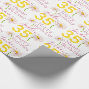 Papel De Presente 35.º aniversário da flor da margarida chamada pr