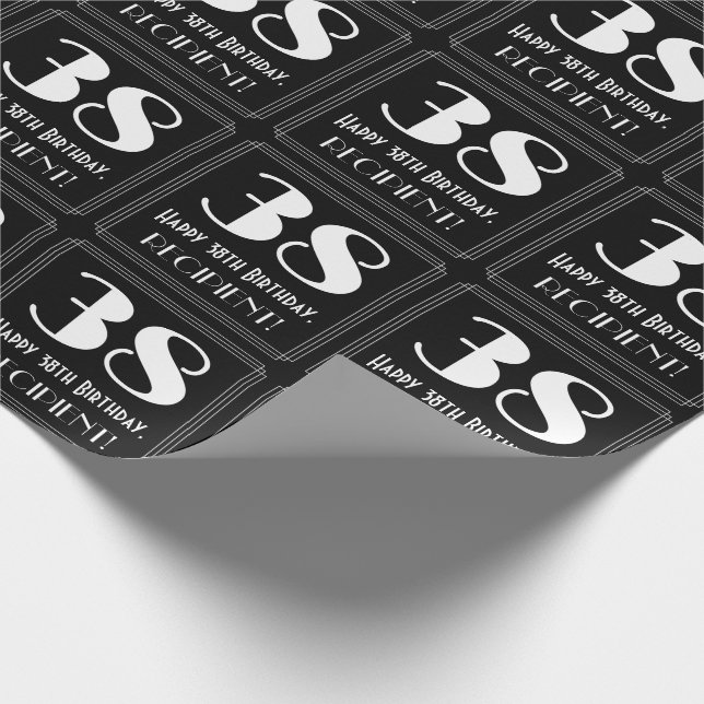Papel De Presente 38.º aniversário - Art Deco Inspirou "38", Nome (Ponta)