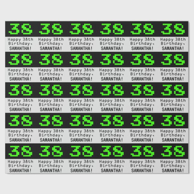 Papel De Presente 38.º aniversário - Estilo Nerdy / Geeky "38" e Nom (Aberto)