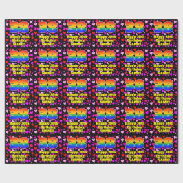 Papel De Presente 38.º aniversário: Padrão de coração adorável, arco