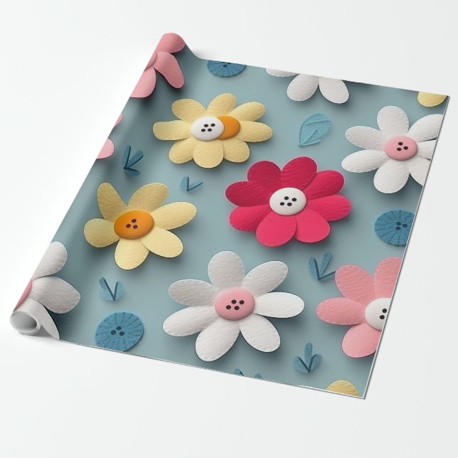 Papel De Presente 3 DImensional Flower Wrapping Paper (Desenrolado)