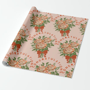 Papel De Presente 3 rosas laranja Parabéns