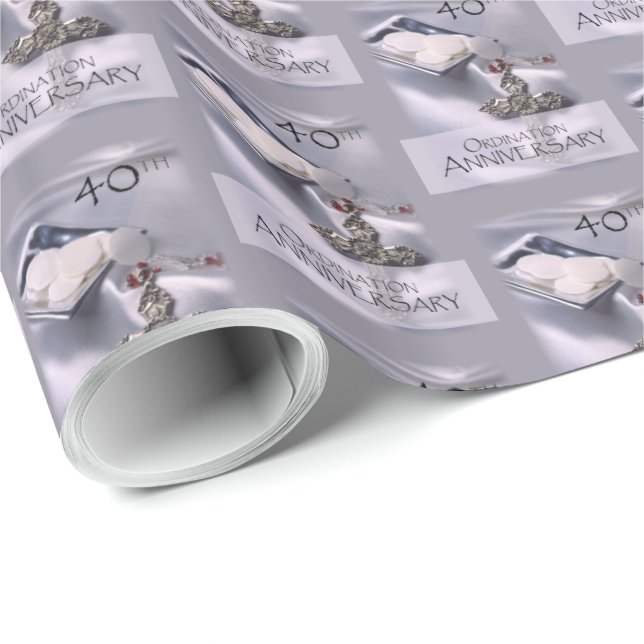 Papel De Presente 40ª Ordenação Parabéns de Aniversário, Hosts (Ponta do rolo)