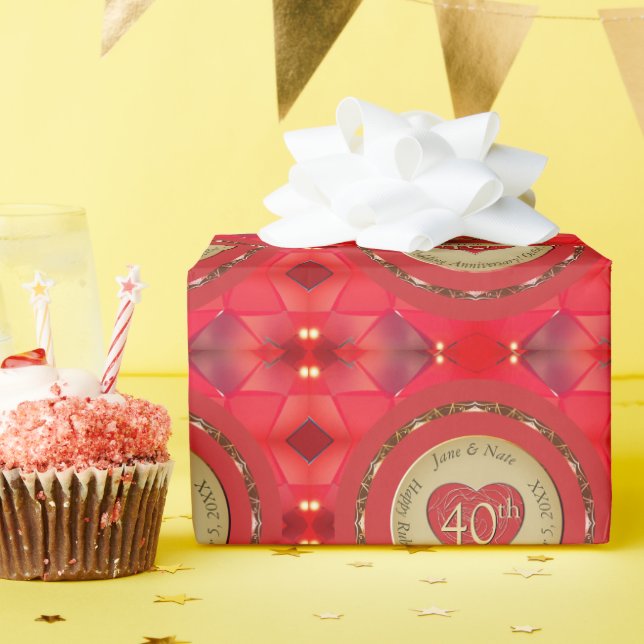 Papel De Presente 40º Aniversário do Casamento Ruby (Festa de aniversário)