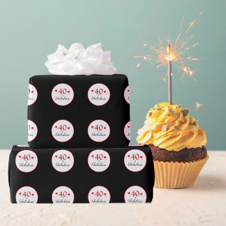 Papel De Presente 40 e fabulosos corações, aniversário de 40 anos de