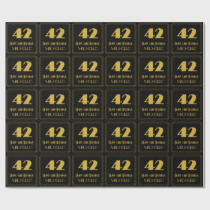 Papel De Presente 42º Aniversário - Art Deco Inspirou o Aspecto "4