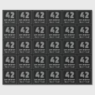 Papel De Presente 42º Aniversário: Art Deco Inspirou o Olho "42" com