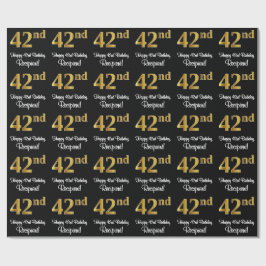 Papel De Presente 42º Aniversário: Elegante Luxurioso Faux Dourado L