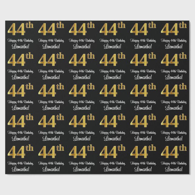 Papel De Presente 44 Aniversário: Elegante Luxurioso Faux Dourado Lo (Aberto)