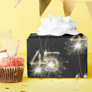 Papel De Presente 45º aniversário dos Sparklers de Preto