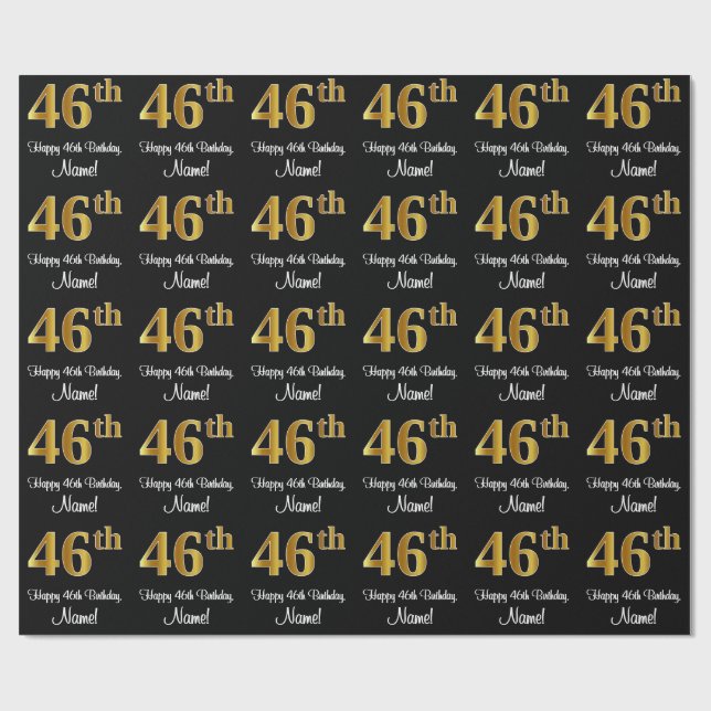 Papel De Presente 46.º aniversário: Elegante Luxurioso Faux Dourado  (Aberto)