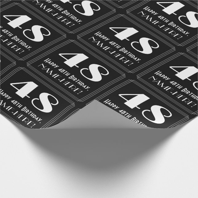 Papel De Presente 48.º aniversário - Art Deco Inspirou "48", Nome (Ponta)
