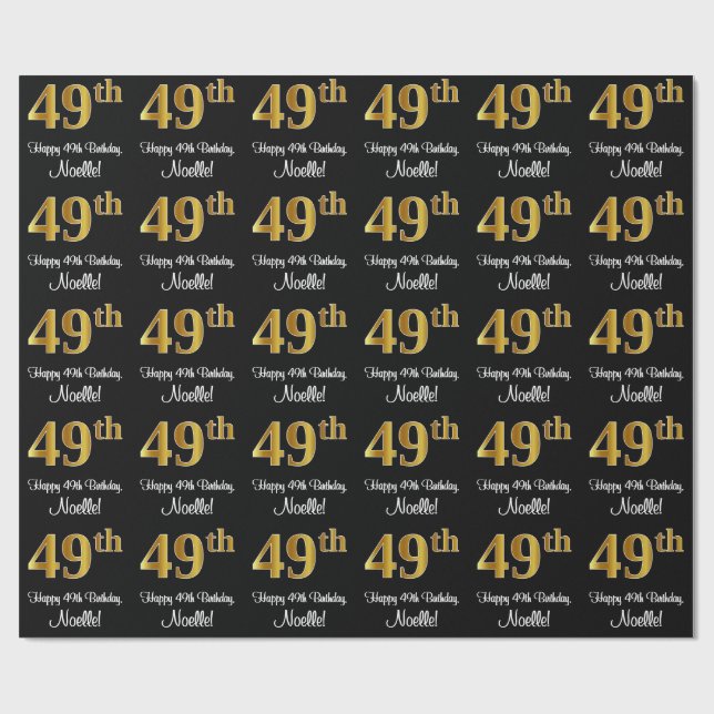 Papel De Presente 49º aniversário: Olhar Dourado Elegante Luxurioso  (Aberto)