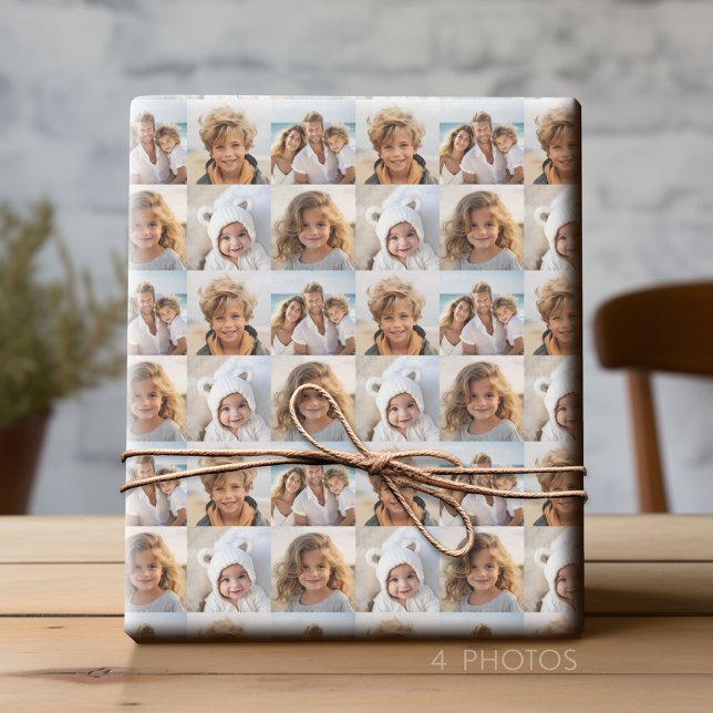 Papel De Presente 4 fotos - Minimalista Moderna  (Custom Photo Wrapping Paper)