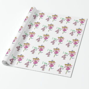 Papel De Presente 4o menina feliz do aniversário (fada cor-de-rosa